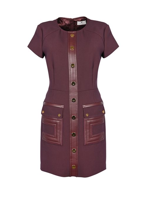 Abito in doppio crepe con dettagli e logo effetto pelle Elisabetta Franchi | AB81957E2EA4